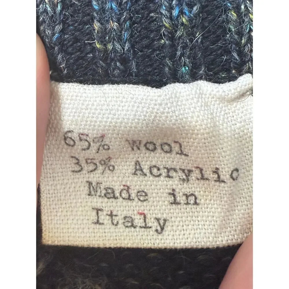 Vintage Italian Wool Blend Knit Sweater Multicolor Crewneck Made in Italy